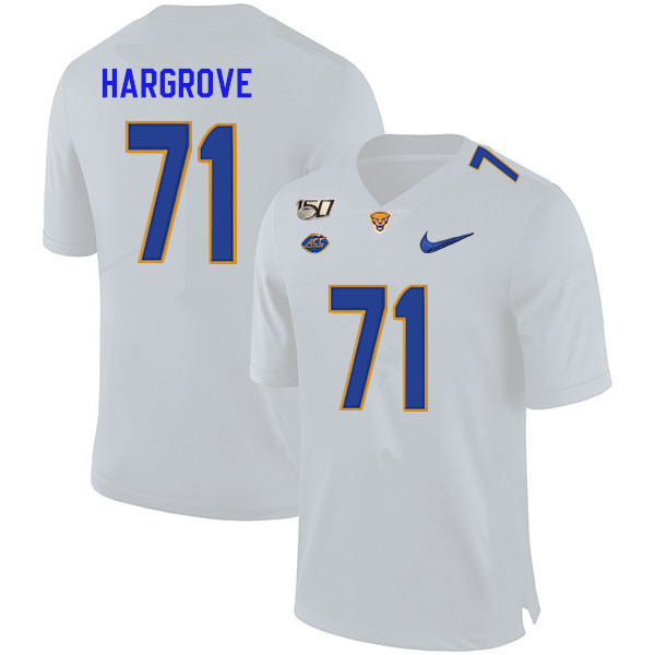 2019 Men #71 Bryce Hargrove Pitt Panthers College Football Jerseys Sale-White